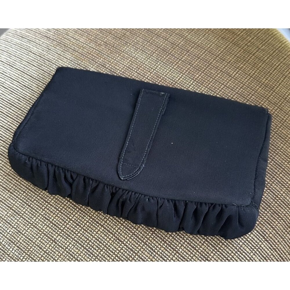 Vintage Garay Clutch Black Matte Satin Rhinestone Clasp - Picture 4 of 7